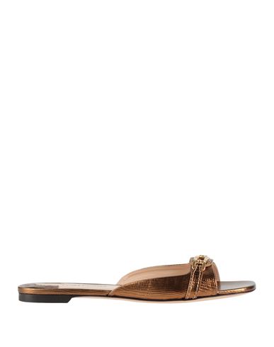Tom Ford Woman Sandals Bronze Size 7 Leather In Yellow