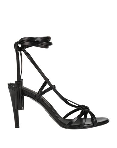 Twinset Woman Sandals Black Size 7 Leather In Black