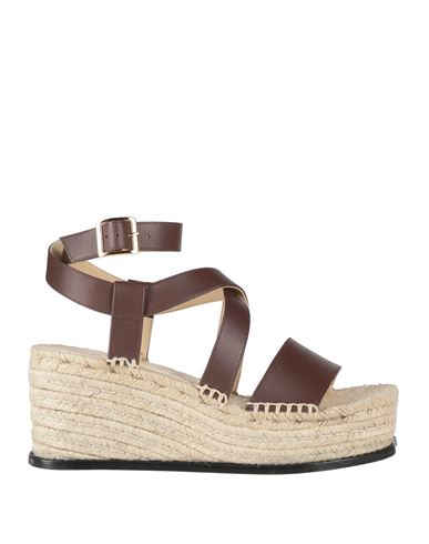 Loewe Woman Espadrilles Dark Brown Size 8 Leather In Brown