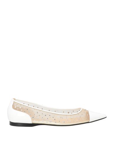 Sergio Rossi Woman Ballet Flats White Size 6 Leather, Textile Fibers