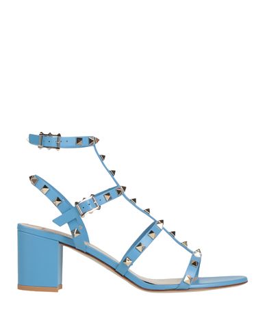 Shop Valentino Garavani Woman Sandals Azure Size 6 Leather In Blue