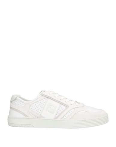 Fendi Man Sneakers White Size 8 Leather, Textile Fibers In White