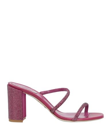 Rene' Caovilla Woman Sandals Mauve Size 6 Leather, Textile fibers