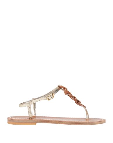 Kjacques K. Jacques St. Tropez Woman Thong Sandal Gold Size 8 Leather In Gold