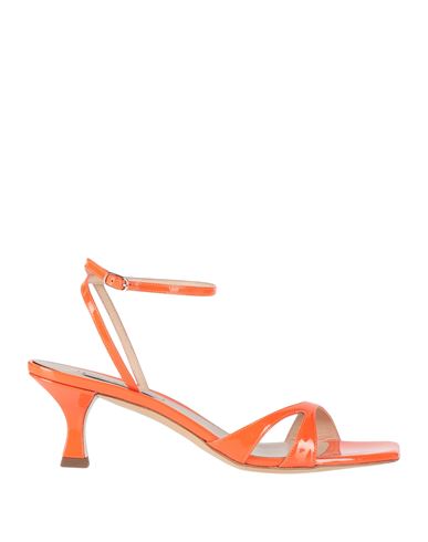 Casadei Square Head Clasp High-heeled Sandals In Orange