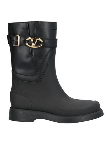 Valentino Garavani Woman Ankle Boots Black Size 8 Leather, Rubber