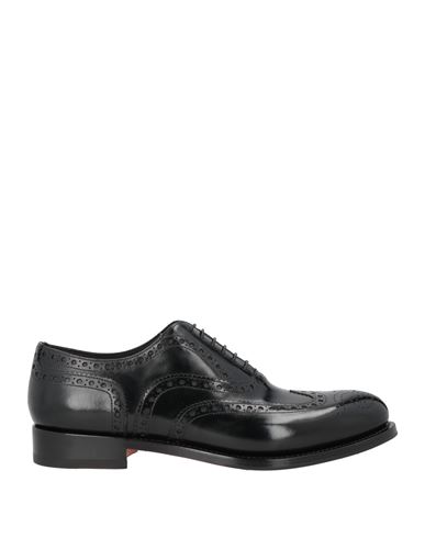 Santoni Man Lace-up Shoes Black Size 11.5 Leather In Black