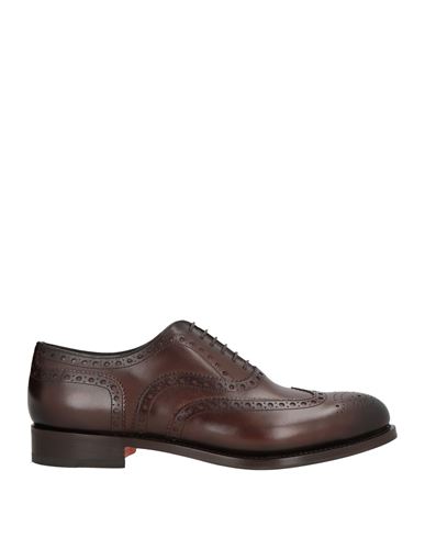 Santoni Man Lace-up Shoes Dark Brown Size 9 Leather In Brown