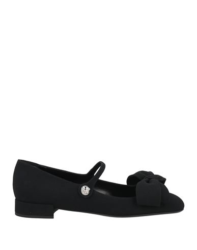 Valentino Satin Bow Mary Jane Ballerina Flats In Black