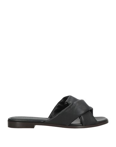 Ferragamo Alrai Leather Flat Slides In Black