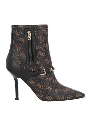 Guess Woman Ankle Boots Dark Brown Size 8 Textile Fibers In Brown