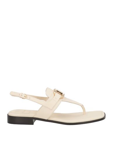 Ferragamo Woman Thong Sandal Ivory Size 8 Leather In White