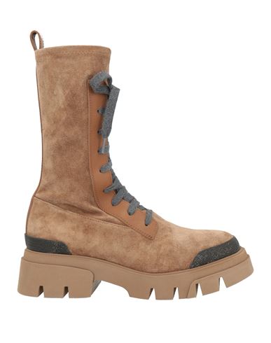 Brunello Cucinelli Woman Ankle Boots Camel Size 6 Leather In Beige