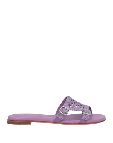 Santoni Woman Sandals Lilac Size 8 Leather In Purple