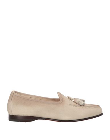 Santoni Goodyear Man Loafers Beige Size 8 Leather In Beige