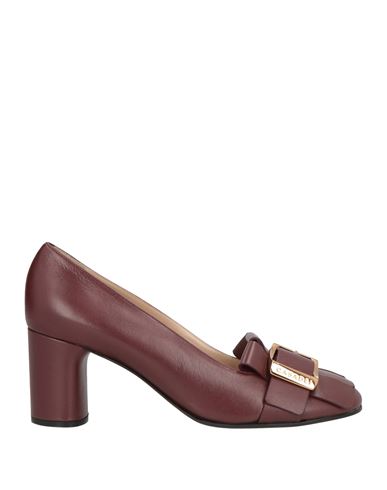 Casadei Woman Pumps Burgundy Size 6 Calfskin In Burgundy