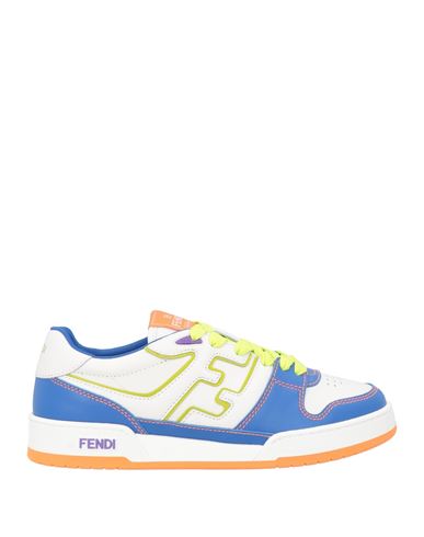 Fendi Men Leather Sneakers With Ff Lateral Logo In Blue