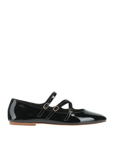 Celine Patent Leather Ballet Flats With Criss Cross Straps In Black
