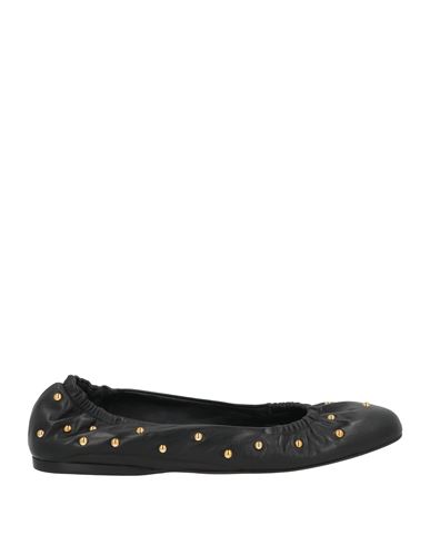 Chloé Elasticated Trim Round Toe Studded Design Ballerina Shoes In Black
