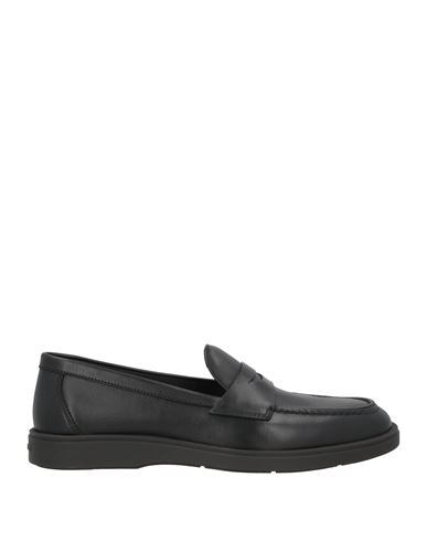 Santoni Man Loafers Black Size 9 Leather In Black