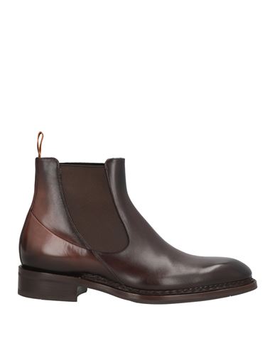 Santoni Goodyear Man Ankle Boots Dark Brown Size 9 Leather In Brown