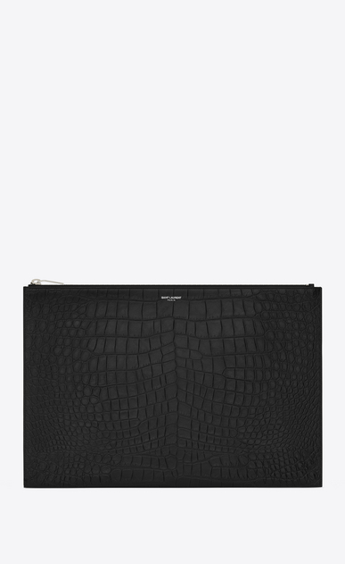 SAINT LAURENT Saint Laurent Paris SLG E saint laurent paris zipped document holder in black crocodile embossed leather a_V4