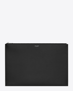 SAINT LAURENT Saint Laurent Paris SLG U Classic Document Holder IN BLACK GRAIN DE POUDRE TEXTURED LEATHER f