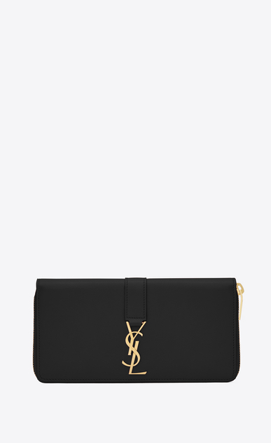 YSL フルジップウォレット(ブラック/レザー)