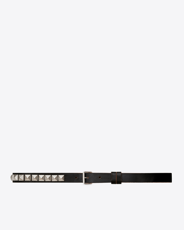 Saint Laurent Motorcycle Buckle Belt In Black And Rum Leather And ...