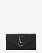 SAINT LAURENT Monogram Matelassé D large college flap wallet in black matelassé leather f