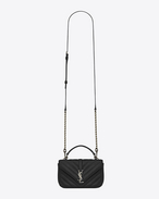 SAINT LAURENT Monogram College D COLLEGE Portemonnaie aus schwarzem Leder mit Matelassé-Nähten mit Kette f