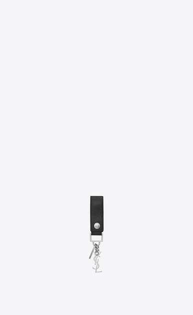 SAINT LAURENT Key Ring Man rider ysl key ring in black leather a_V4