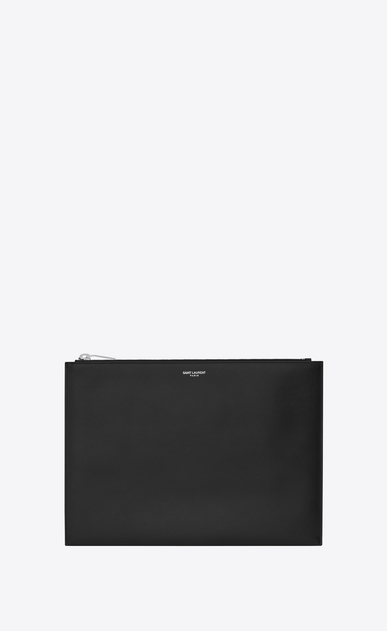 saint laurent paris tabletetui aus schwarzem leder mit struktur