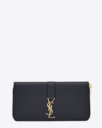 SAINT LAURENT YSL line D Portafogli YSL con zip integrale blu navy in pelle f