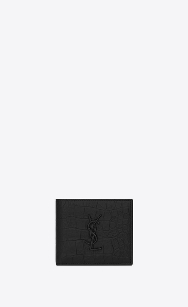 SAINT LAURENT Monogram SLG メンズ モノグラム・サンローラン イースト/ウェストウォレット(ブラック/クロコダイルエンボスレザー) a_V4