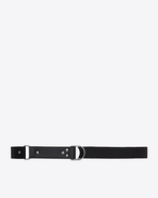 SAINT LAURENT Medium Belt D HARNESS Belt in Black Cotton and Leather Brushed Silver-Toned Metal f