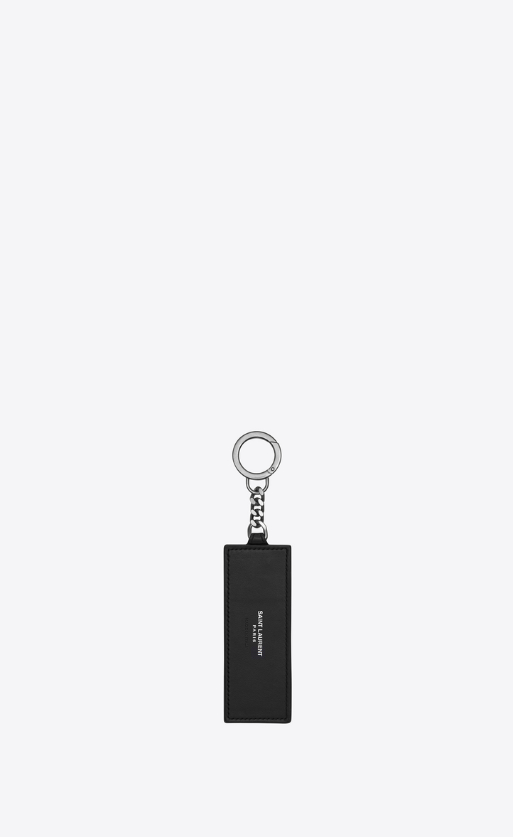 Saint Laurent Saint Laurent Print Keychain In Black Leather