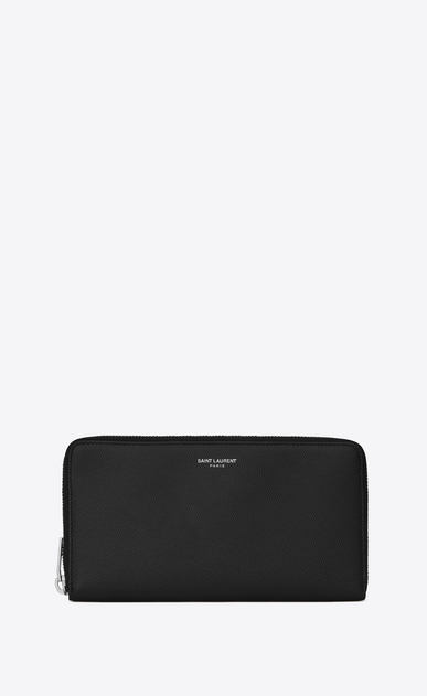 zip around wallet in grain de poudre embossed leather