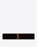 SAINT LAURENT Wide Belts D MONOGRAM Deconstructed Buckle Belt in Black Suede f
