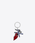 SAINT LAURENT Key Ring D Portachiavi BOUCHE SAINT LAURENT in metallo color argento e smalto nero e bianco f
