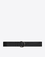 SAINT LAURENT Medium Belt D HARNESS Stitched Belt in Black Leather f
