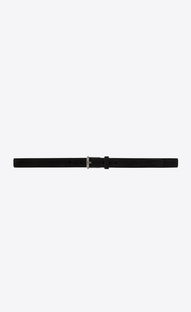 SAINT LAURENT Ceintures skinny Homme fine ceinture à boucle à rouleau en suède noir a_V4