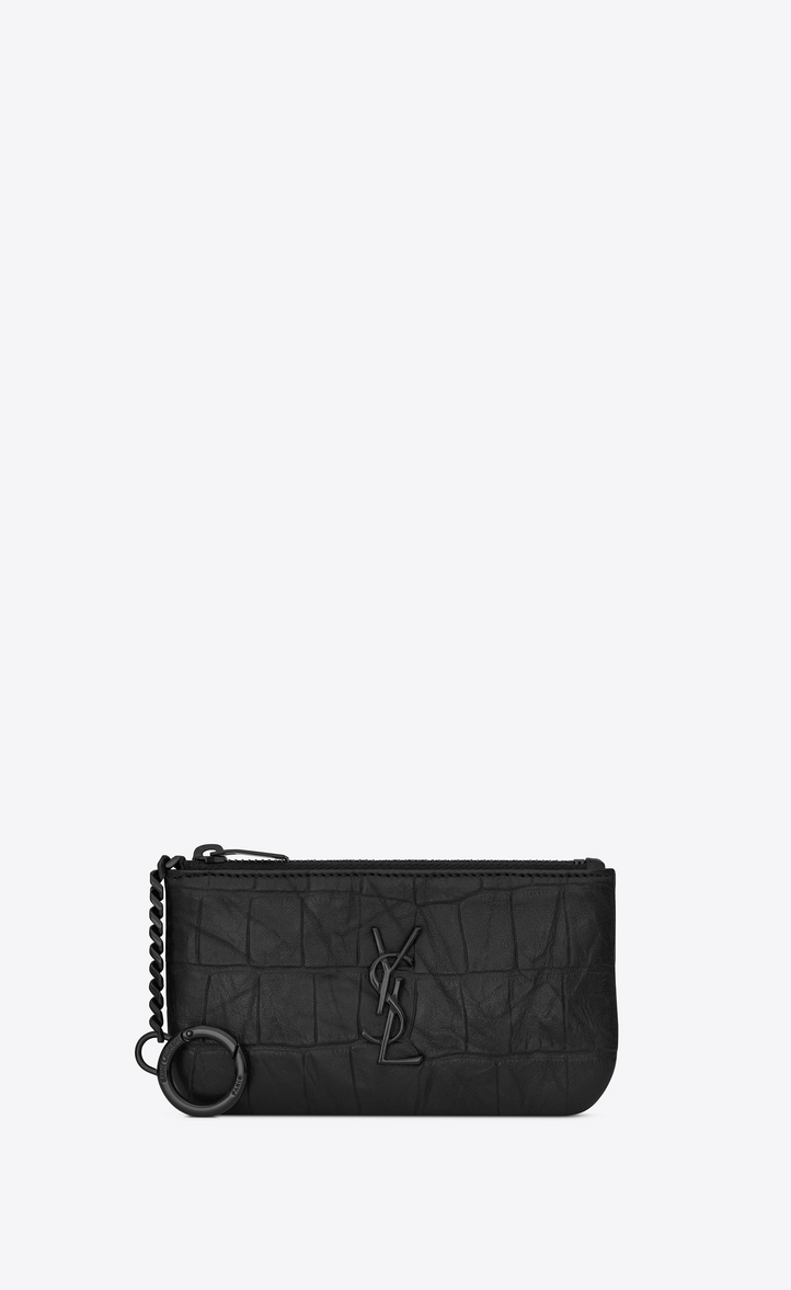 ‎Saint Laurent ‎Monogram Key Pouch In Stamped Crocodile Leather ‎ | YSL.com