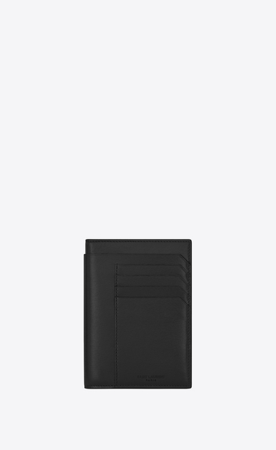 SAINT LAURENT Fragments Lederwaren Herren Fragments Passetui aus schwarzem Leder und schwarzem Leder mit Glanzfinish a_V4