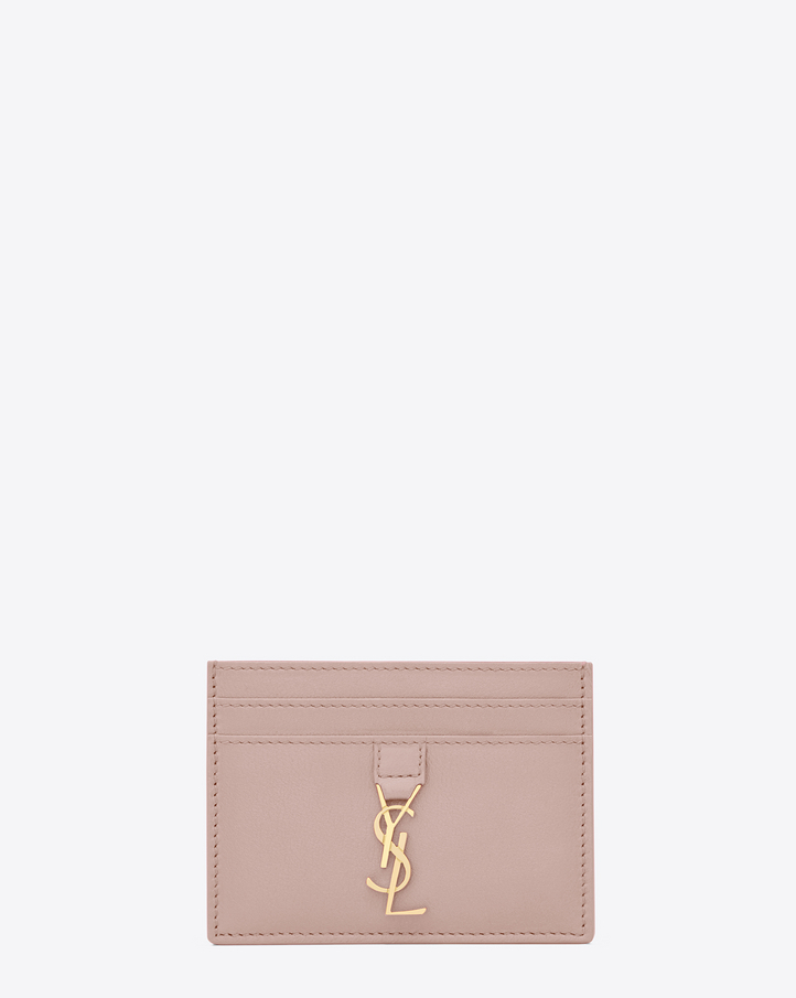 Saint Laurent YSL Card Case In Powder Pink Leather | YSL.com