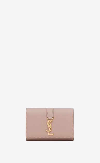 SAINT LAURENT YSL line Woman ysl key ring in powder pink leather a_V4