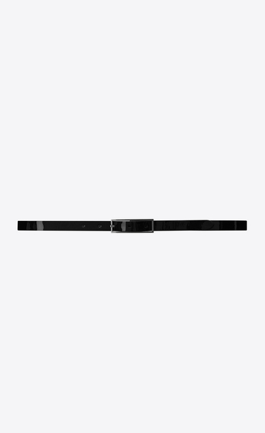 SAINT LAURENT Skinny Belts Woman FÉTICHE belt with thin buckle in black patent leather a_V4