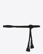 SAINT LAURENT Skinny Belts D Triple-plaited and knotted belt in black wool with black trim f