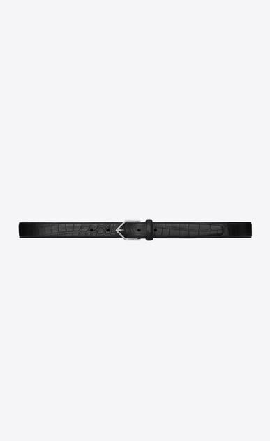 TRIANGLE buckle belt in black crocodile-embossed leather