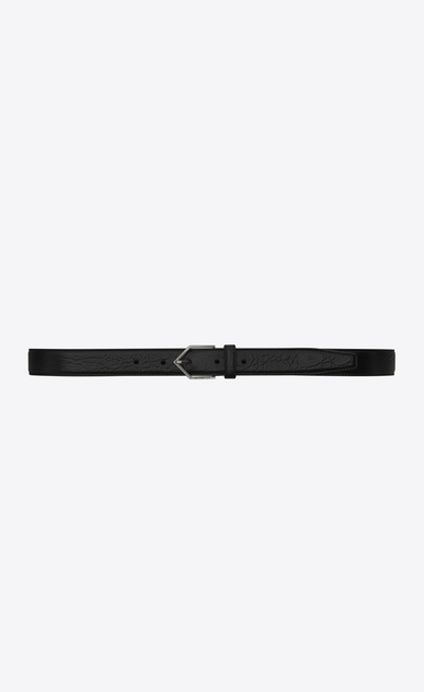 SAINT LAURENT Skinny Belts Woman TRIANGLE buckle belt in black crocodile print leather a_V4